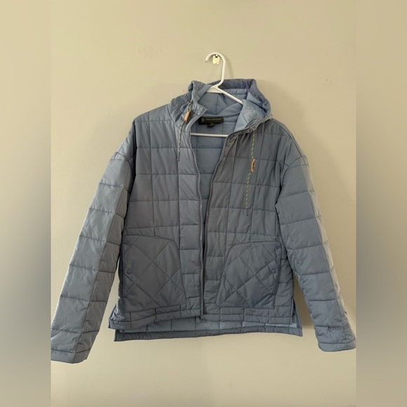 Free Country Puffer Coat Jacket Hood Light Blue Lightweight Size S M Comfy - Picture 3 of 9